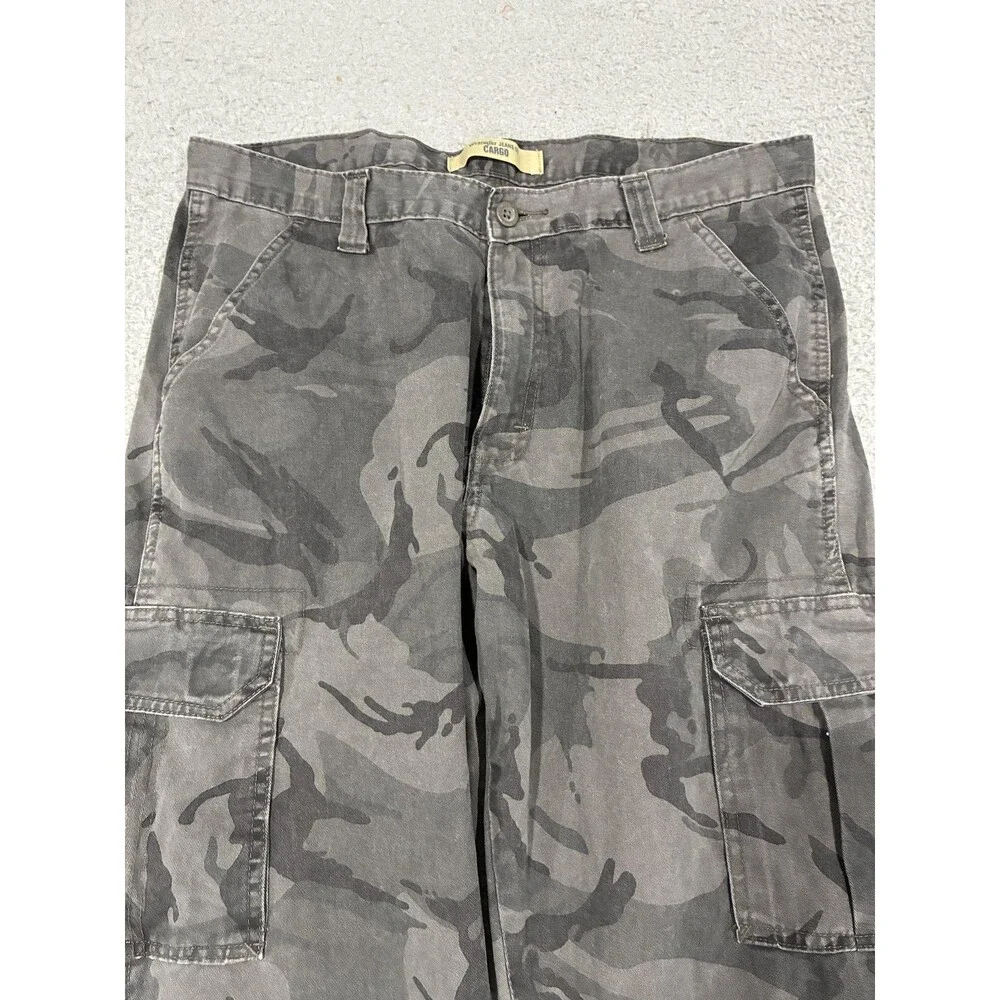 Wrangler Pants Mens 36x30 Gray Camo Cargo Utility Relaxed Fit Workwear